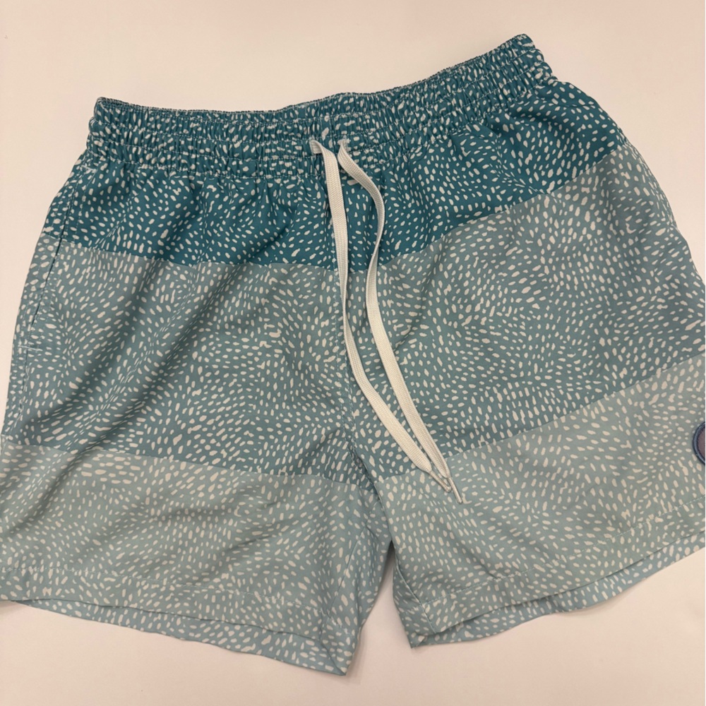 [Chubbies] Whale Sharks Blue Striped Ombre 7" Inseam Swim Shorts Size Medium
